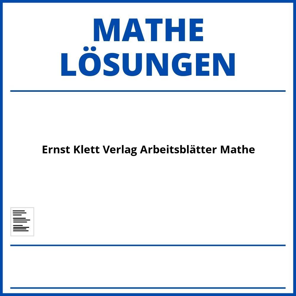 Ernst Klett Verlag Arbeitsblätter Mathe Lösungen Pdf