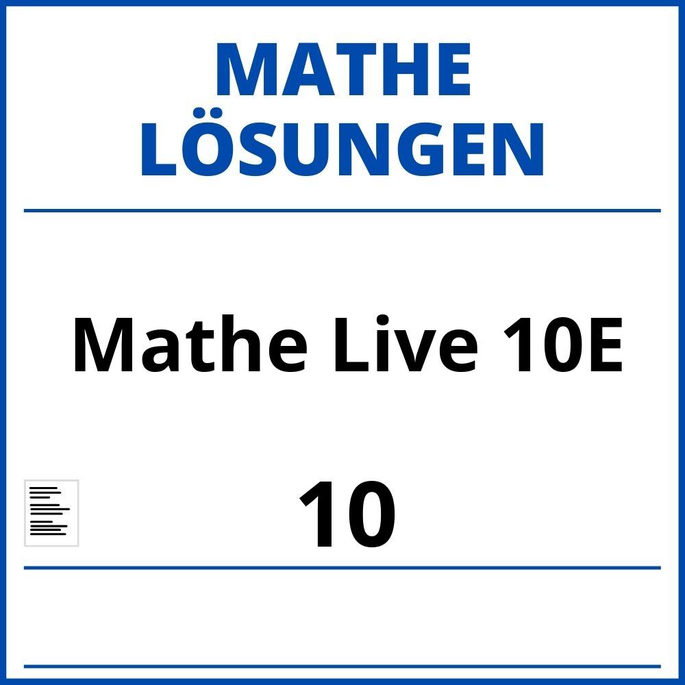 Mathe Live 10E Lösungen Pdf