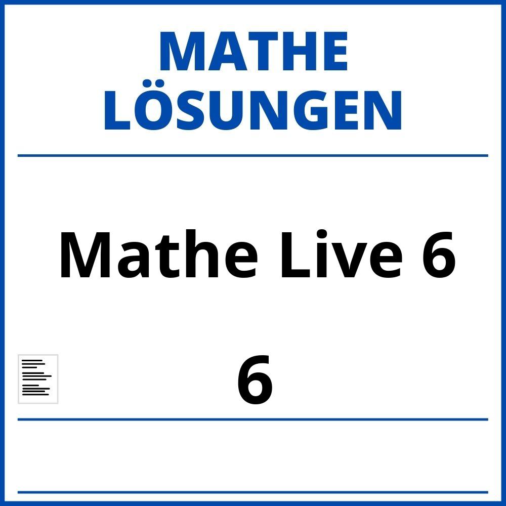 Mathe Live 6 Lösungen Pdf