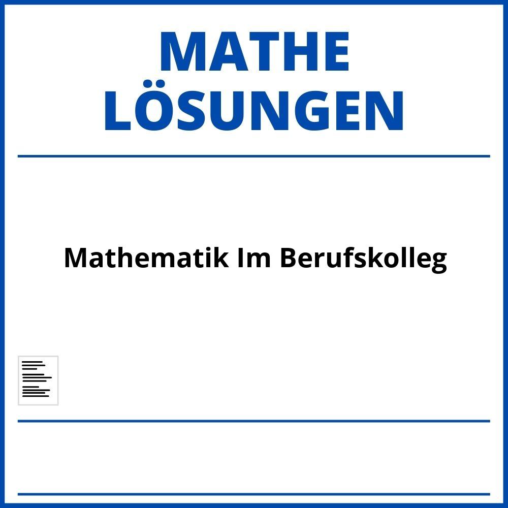 Mathematik Im Berufskolleg Lösungen Pdf