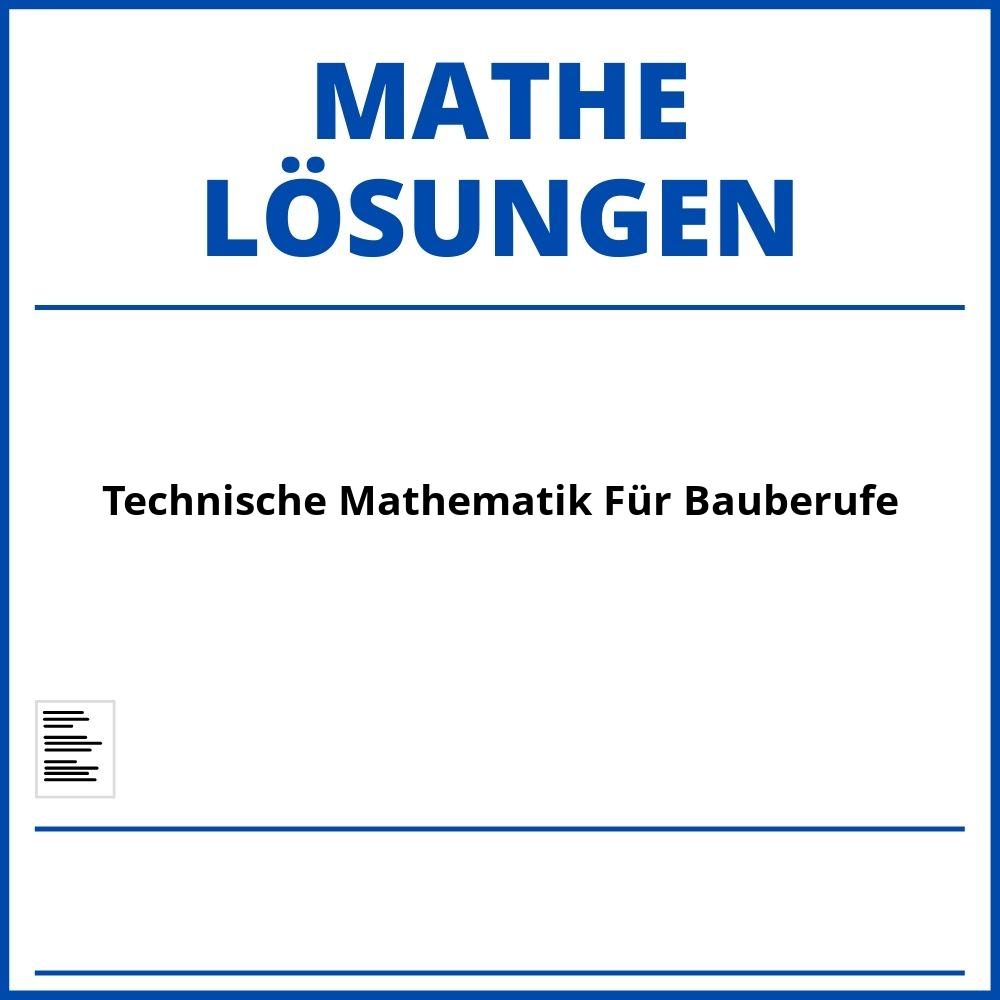 Technische Mathematik Für Bauberufe Lösungen Pdf